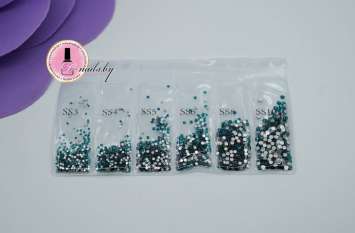 Набор страз микс размеров (стекло) BLUE ZIRCON 1440 шт   