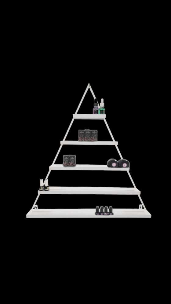 Настенная треугольная полка для лаков (белый) — стильное хранение для маникюрного кабинета