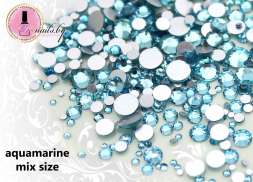 Стразы aquamarine MIX SIZE 100 шт 