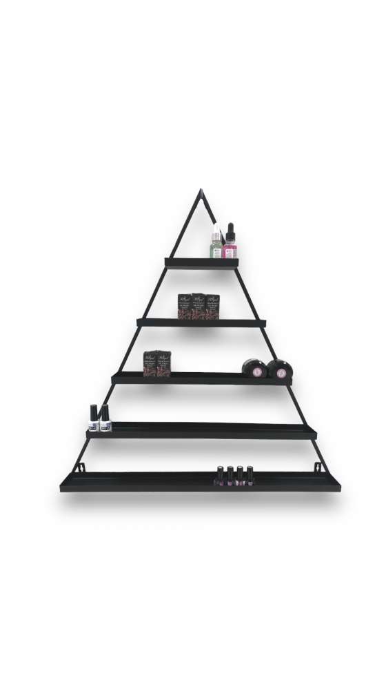 Настенная треугольная полка для лаков (черный) — стильное хранение для маникюрного кабинета