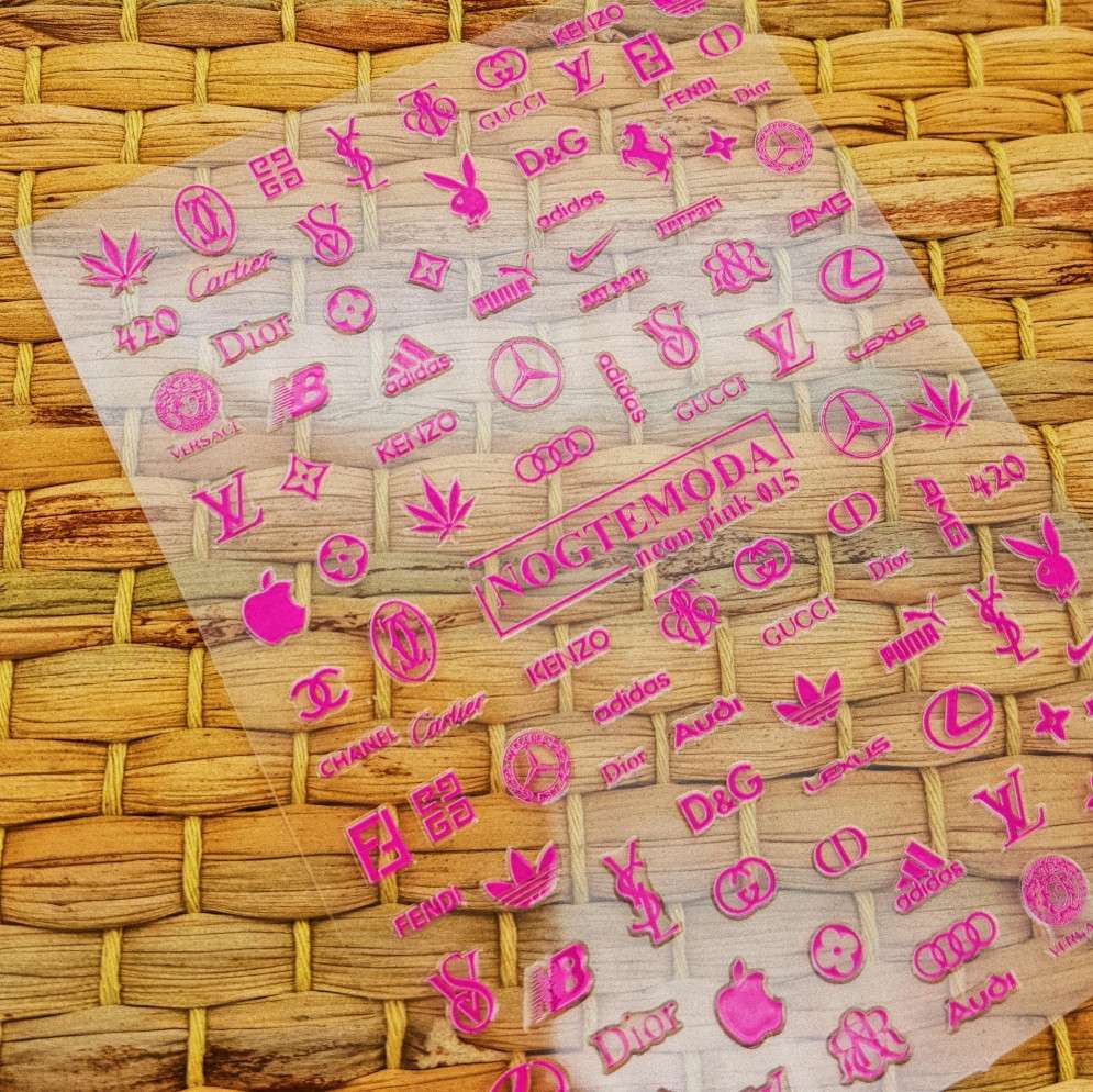 Наклейки Nogtemoda Neon Pink (розовые) № 015