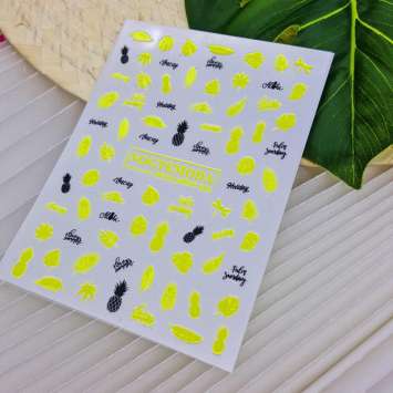 Наклейки Nogtemoda Neon Yellow (желтые) № 016