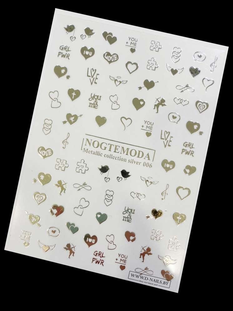 Наклейки Nogtemoda Metallic Collection Silver № 006