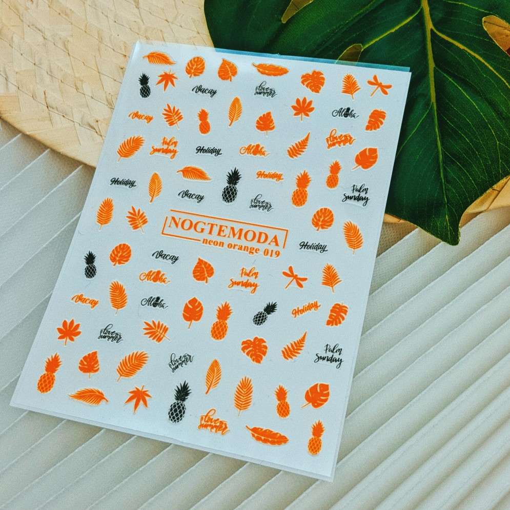 Наклейки Nogtemoda Neon Orange (оранжевые) № 019