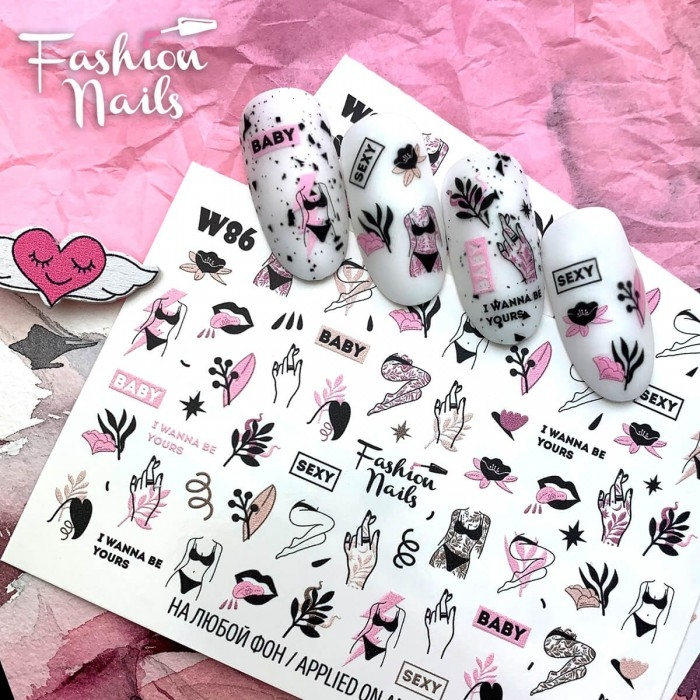 Fashion Nails Слайдер-дизайн WHITE № 86