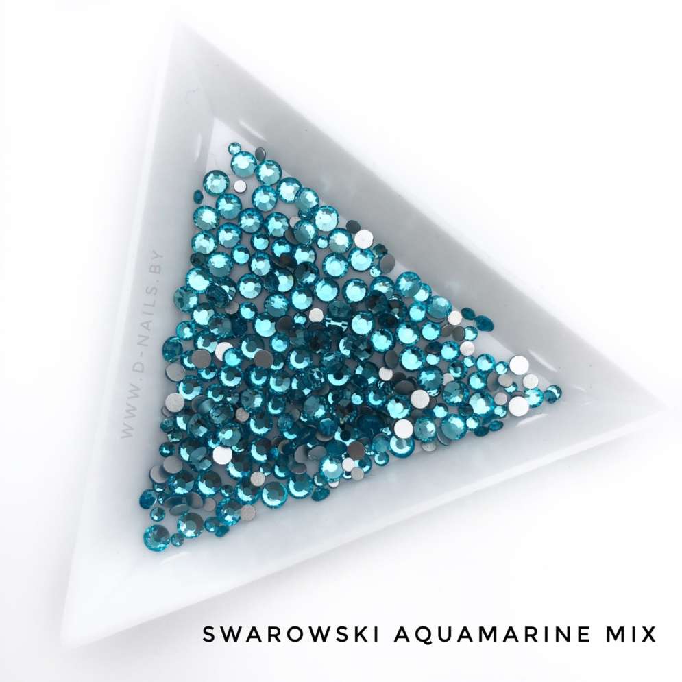 Стразы Swarovski AQUAMARINE MIX 144 шт (микс размеры)        