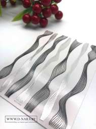 Гибкая лента "волна черная и серебро"  