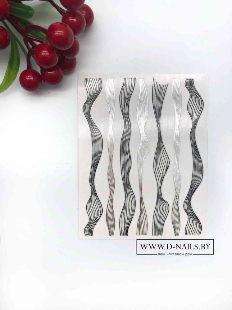 Гибкая лента "волна черная и серебро"  