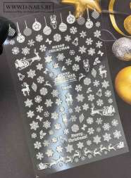 Наклейки новогодние 3D F283 цвет белый 