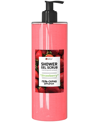 MILV Гель-скраб для душа &quot;STRAWBERRY&quot;. 700 мл    