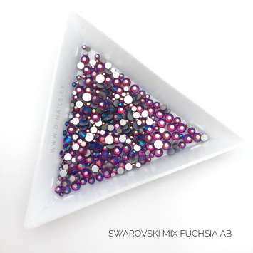 Стразы Swarovski FUCHSIA AB MIX 144 шт (микс размеры)   