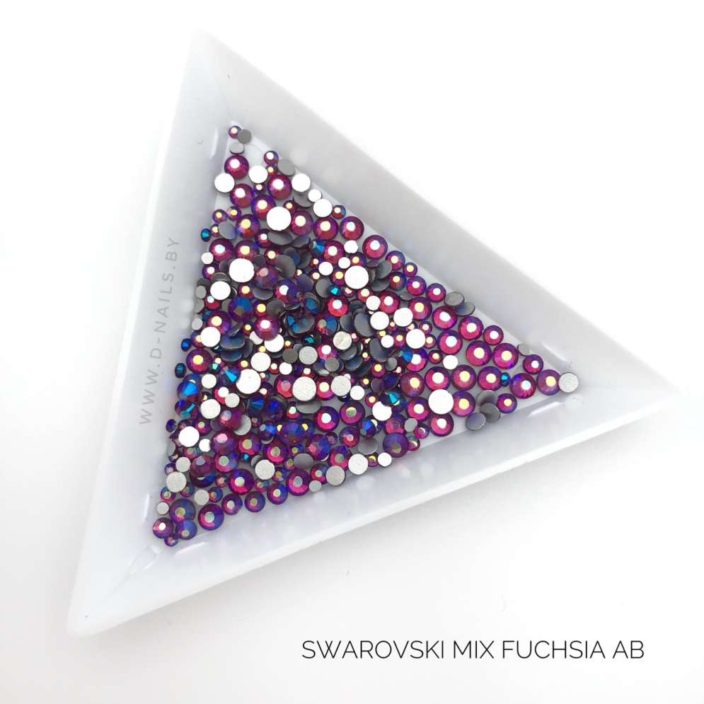Стразы Swarovski FUCHSIA AB MIX 144 шт (микс размеры)   