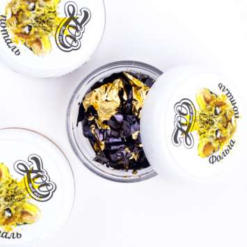 1546 Фольга поталь двусторонняя 14*14 см чёрная/золото