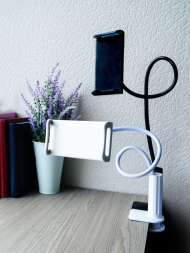 Гибкий держатель для телефона и планшета на струбцине черный