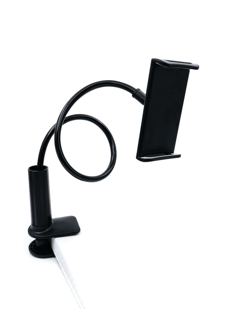 Гибкий держатель для телефона и планшета на струбцине черный