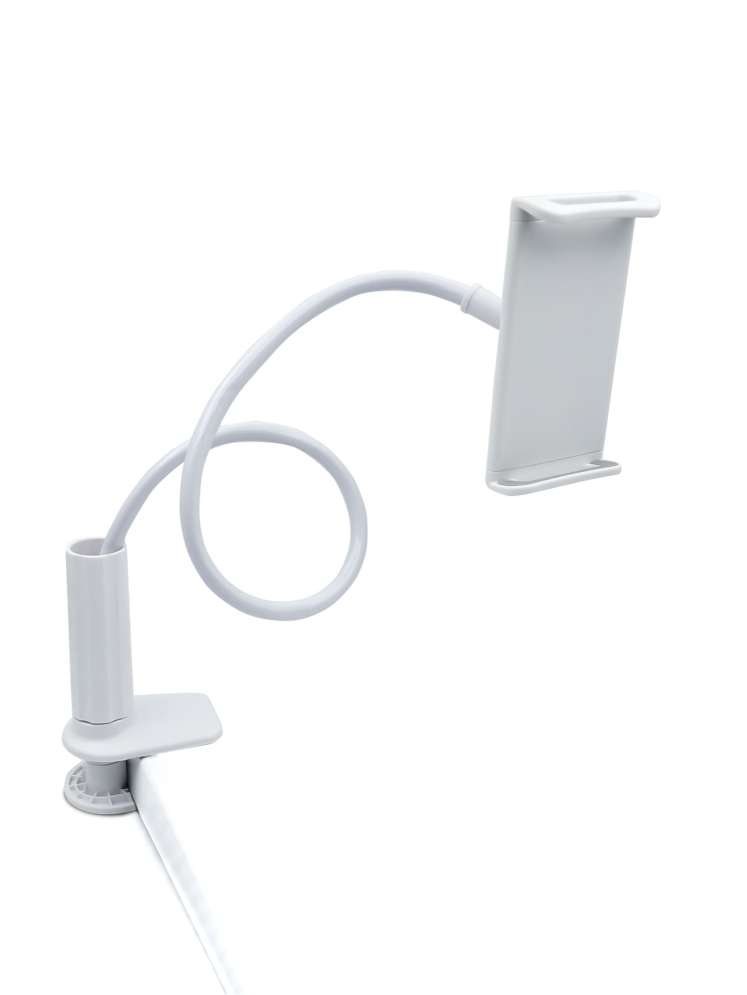 Гибкий держатель для телефона и планшета на струбцине белый