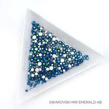 Стразы Swarovski EMERALD AB MIX 144 шт (микс размеры)       