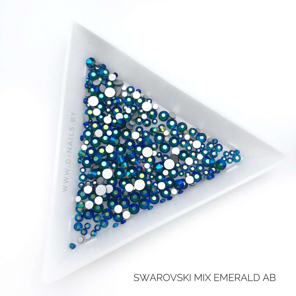 Стразы Swarovski EMERALD AB MIX 144 шт (микс размеры)       