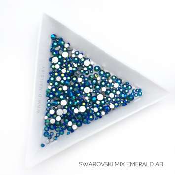 Стразы Swarovski EMERALD AB MIX 1440 шт (микс размеры)         