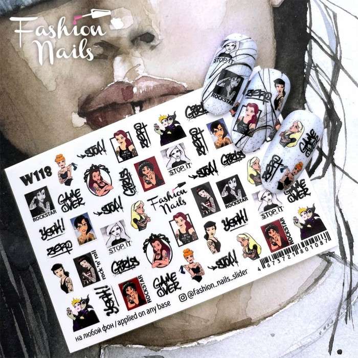 Fashion Nails Слайдер-дизайн WHITE № 118