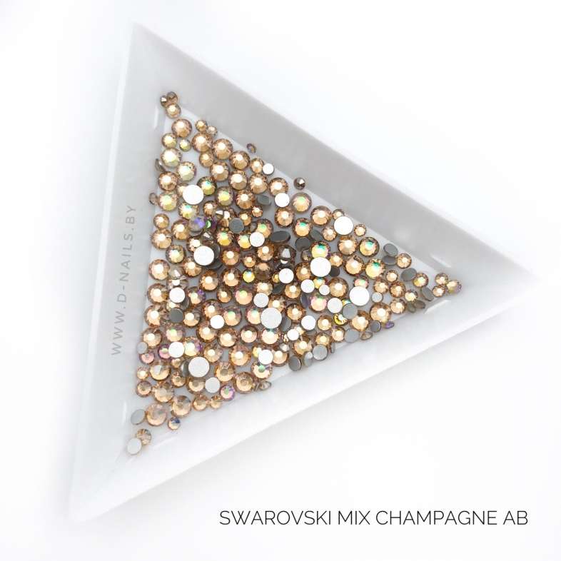 Стразы Swarovski CHAMPAGNE AB MIX 1440 шт (микс размеры)           